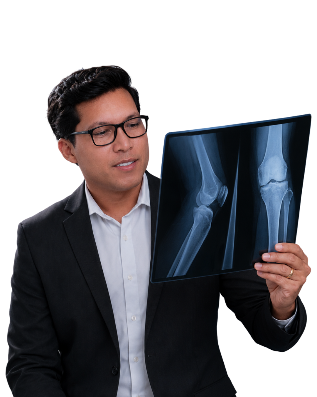 Dr. Clécio Lopes analisando radiografia do joelho